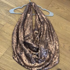 Gold Sequin Halter Top
